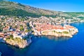 Town of Dubrovnik city walls UNESCO world heritage site aerial v Royalty Free Stock Photo