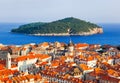 Town Dubrovnik and island in Croatia Royalty Free Stock Photo