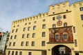 town gate at the rivver Inn bridge in Wasserburg am Inn Royalty Free Stock Photo