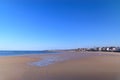 The town of Grandcamp-Maisy and its sandy beach in Europe, France, Normandy, towards Omaha beach, in spring, on a sunny day Royalty Free Stock Photo