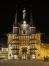 Town hall building wernigerode by night Royalty Free Stock Photo