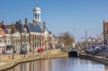 Town hall at a canal in historical Dokkum Royalty Free Stock Photo