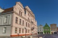 Town hall and colorful houses in Gustrow