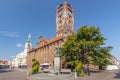 Town hall and Copernicus monument in Torun old town Poland