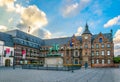 Town hall in Dusseldorf and statue of an Wellem, Germany