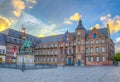 Town hall in Dusseldorf and statue of an Wellem, Germany