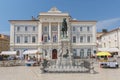 Town Hall, government building in Tartini Square Piran Slovenia with Statue and monument to Giuseppe Tartini