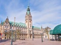 Town Hall in Hamburg city, market square near lake Binnenalster in Altstadt quarter, historical center