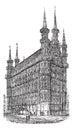 Town Hall of Leuven Belgium vintage engraving