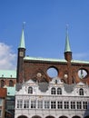 Town Hall or Lubecker Rathaus at the market square in Lubeck Royalty Free Stock Photo