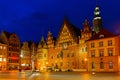 Town Hall in the Market square at night. Wroclaw.