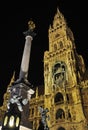 The town hall of Munich in Bavaria at night Royalty Free Stock Photo