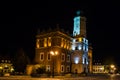 Town hall at night, the old town of Sandomierz in Poland Royalty Free Stock Photo