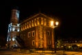 Town hall at night, the old town of Sandomierz in Poland Royalty Free Stock Photo