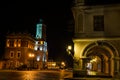 Town hall at night, the old town of Sandomierz in Poland Royalty Free Stock Photo