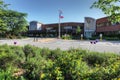 Town Hall in Oakville, Canada with flags in front