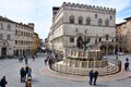 Palazzo dei Priori Vincitori and fountain in Perugia, Umbria