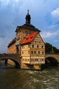 Town hall and Regnitz river, Bamberg Royalty Free Stock Photo