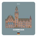 Town Hall in Saarbrucken Germany. Architectural symbols of European cities