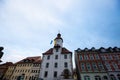 Town hall of SchmÃÂ¶llin in Thuringia, with flag of Ukraine Royalty Free Stock Photo