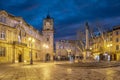 Town Hall square at dusk in Aix-en-Provence, France Royalty Free Stock Photo