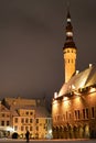 Town Hall square in a winter night. Tallinn. Estonia Royalty Free Stock Photo