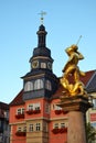 Town Hall and Statue of Saint George in Eisenach Royalty Free Stock Photo