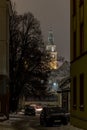 Town hall tower in Olsztyn by night Royalty Free Stock Photo