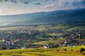 Town on hills of tatra mountain range Royalty Free Stock Photo