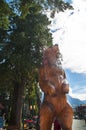 Chainsaw sculptures on the Main Street in Hope in Alberta in Canada