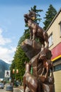 Chainsaw sculptures on the Main Street in Hope in Alberta in Canada