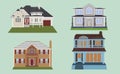 Town house cottage and assorted real estate building icons