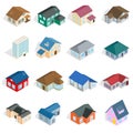 Town house cottage set, isometric 3d style