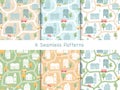 Town houses seamless pattern, scandinavian map townscape collection of city landscape