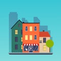 Town houses. Urban Landscape City. Flat design modern vector ill Royalty Free Stock Photo