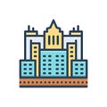 Color illustration icon for Town, city and township