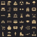 Town icons set, simple style