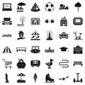 Town icons set, simple style