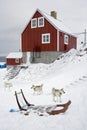 Town of Ittoqqortoormiit at entrance to Scoresbysund - Greenland Royalty Free Stock Photo