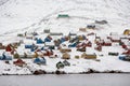 Town of Ittoqqortoormiit at entrance to Scoresbysund - Greenland Royalty Free Stock Photo