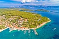 Town of Jelsa bay and waterfront aerial view Royalty Free Stock Photo