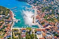 Town of Jelsa bay and waterfront aerial view, Hvar island