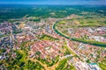 Town of Karlovac on four rivers aerial panoramic view