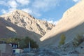 Town Kaza or Kaze Landscape view. A high altitude mountain village of remote Spiti Valley in western Himalayas in Lahaul and Spiti