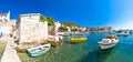 Town of Komiza on Vis island scenic waterfront panoramic view Royalty Free Stock Photo