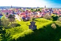 Town of Koprivnica landmarks and trenches aerial view Royalty Free Stock Photo