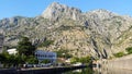 Town Kotor in Montenegro and light gray mountains at summer