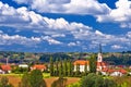 Town of Krizevci cathedral and green landscape view