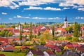 Town of Krizevci cloudy skyline and green landscape view Royalty Free Stock Photo