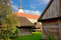 Town of Krizevci historic cottages and church Royalty Free Stock Photo